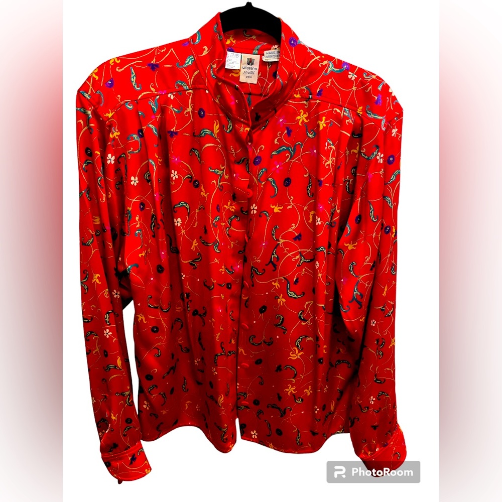 Vintage Ungaro Paris silk blouse - excellent condition- beautiful jewel colors